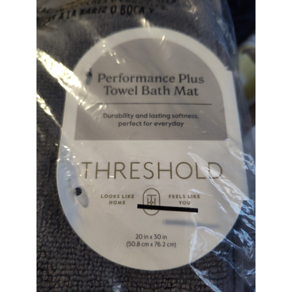 20"x30" Performance Plus Bath Mat Threshold Dark Gray 100% Cotton Fade resistant